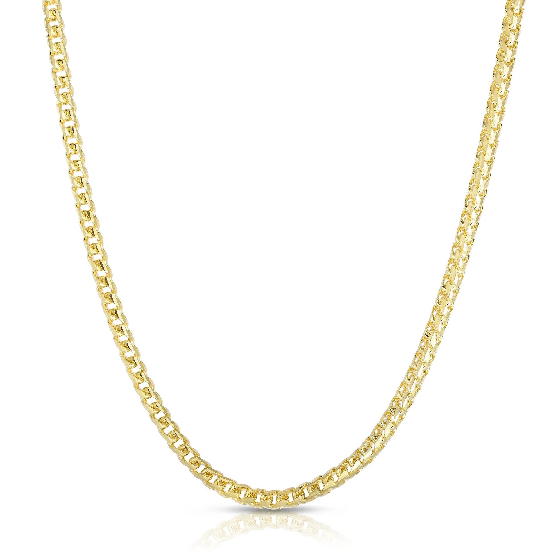 Solid Round Franco Link Chain 14K Yellow Gold Necklace Size 24"