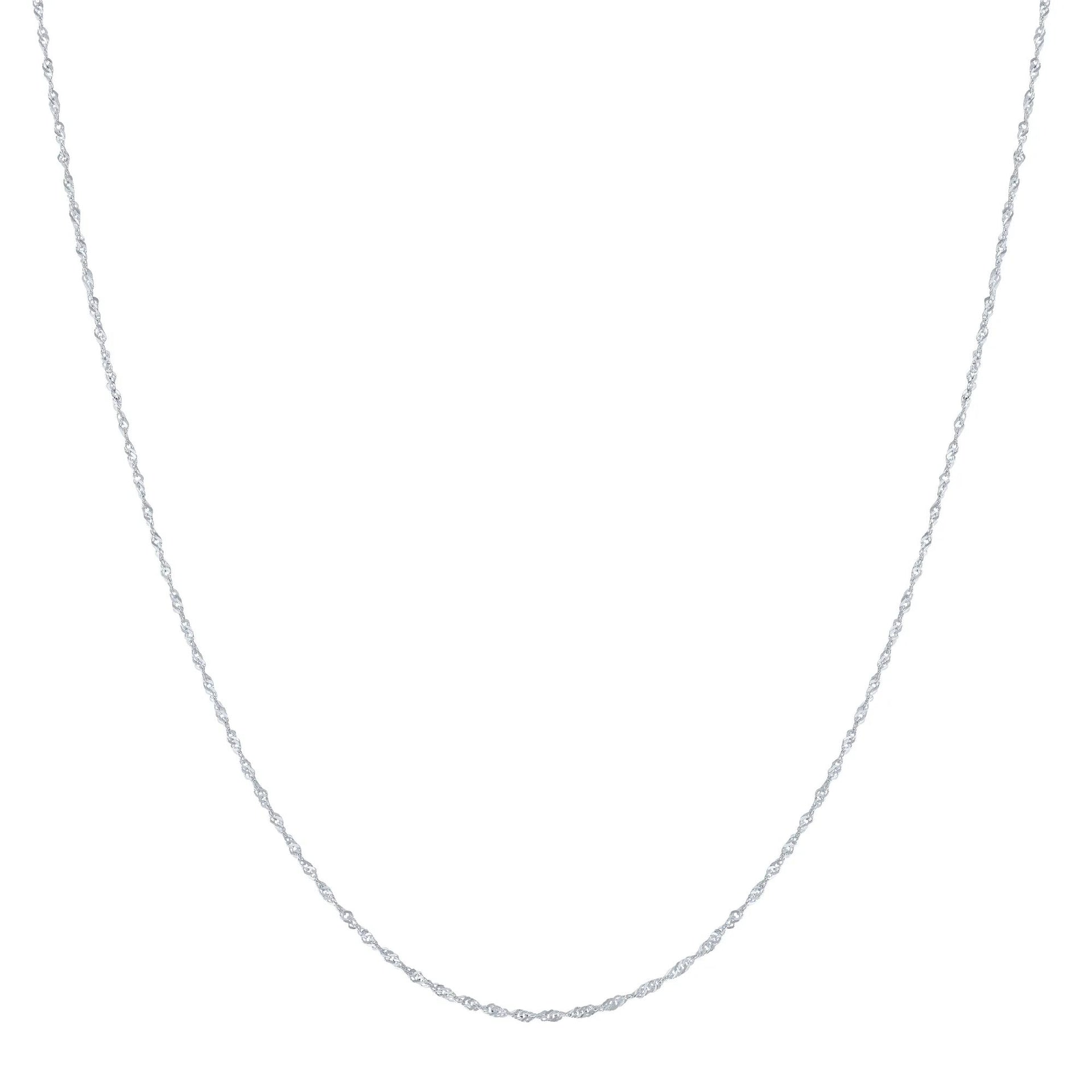 Solid Singapore Chain 14K White Gold Necklace Size 18"
