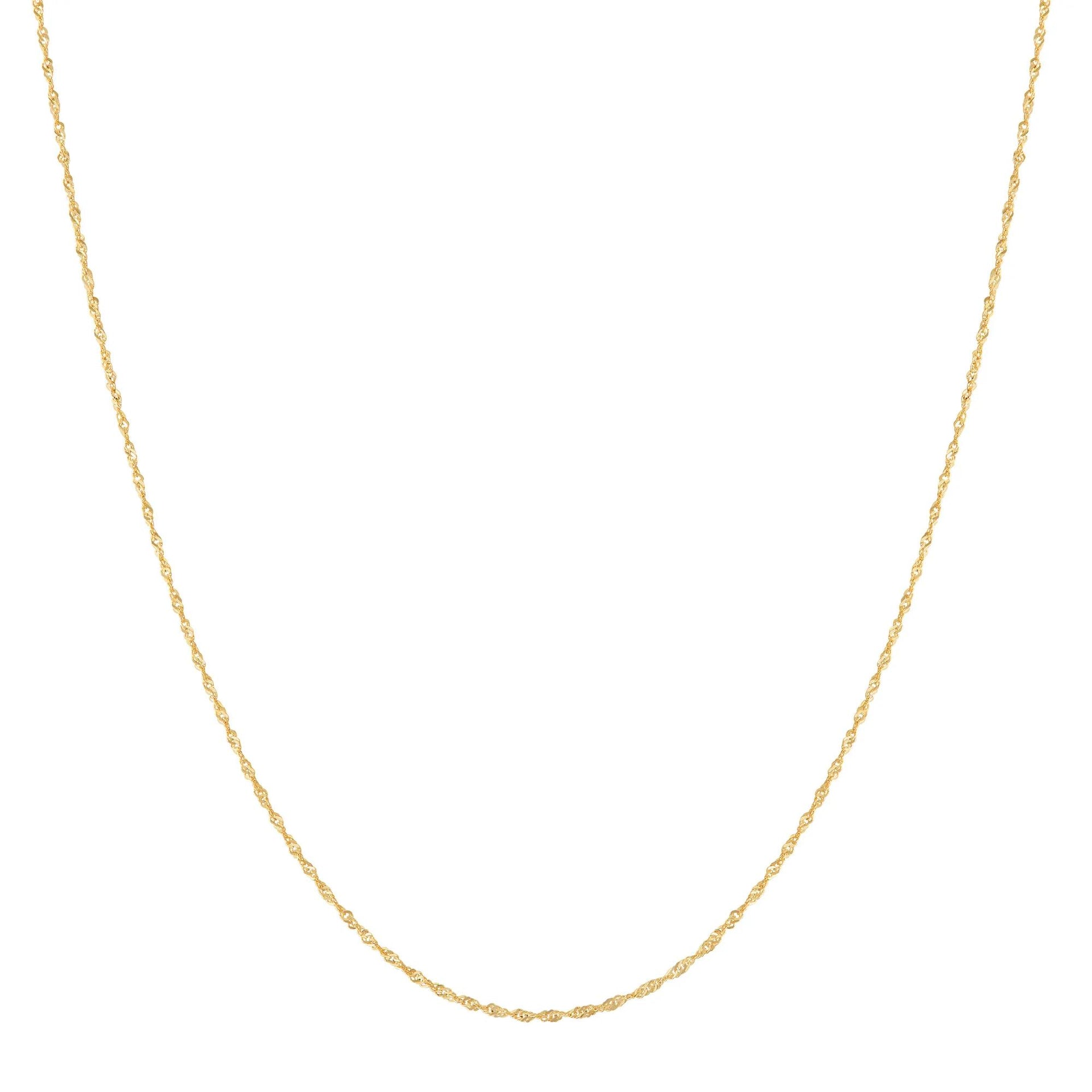 Solid Singapore Chain 14K Yellow Gold Necklace Size 16"