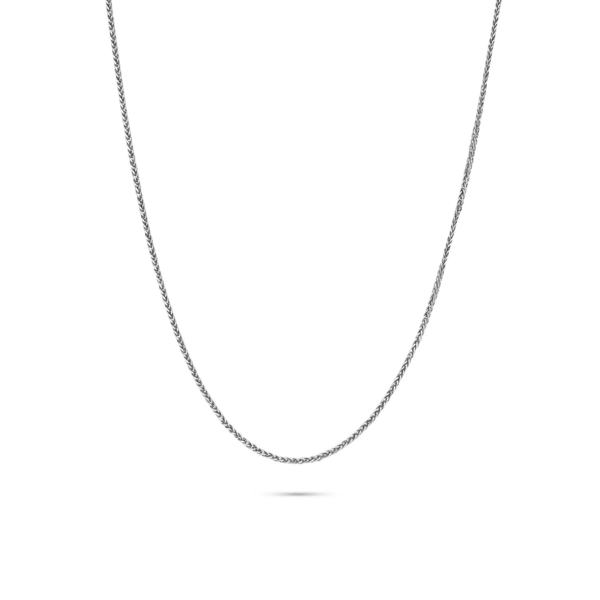Square Wheat Chain 14K White Gold Necklace Size 18"
