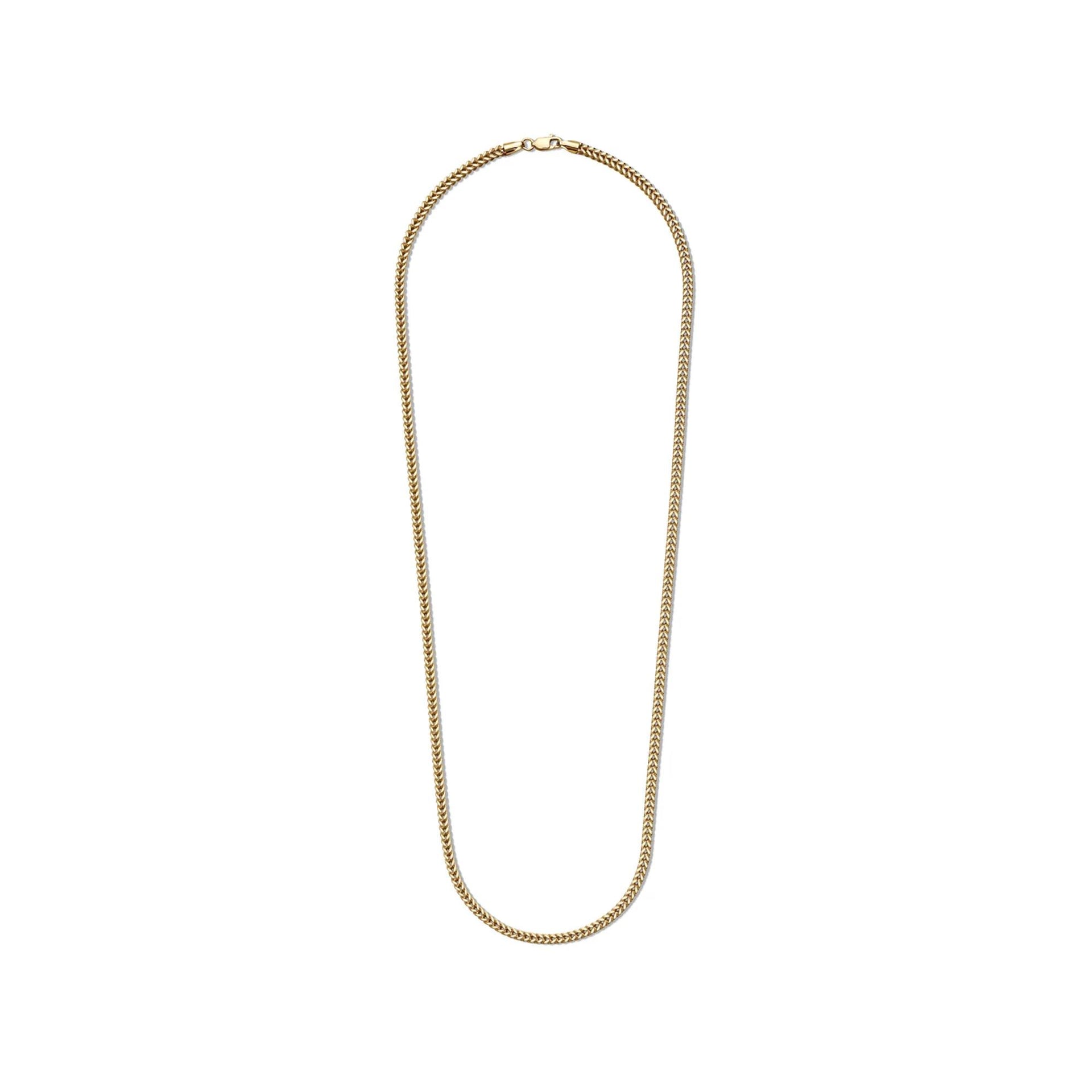 Square Franco Link Chain 14K Yellow Gold Necklace Size 24"