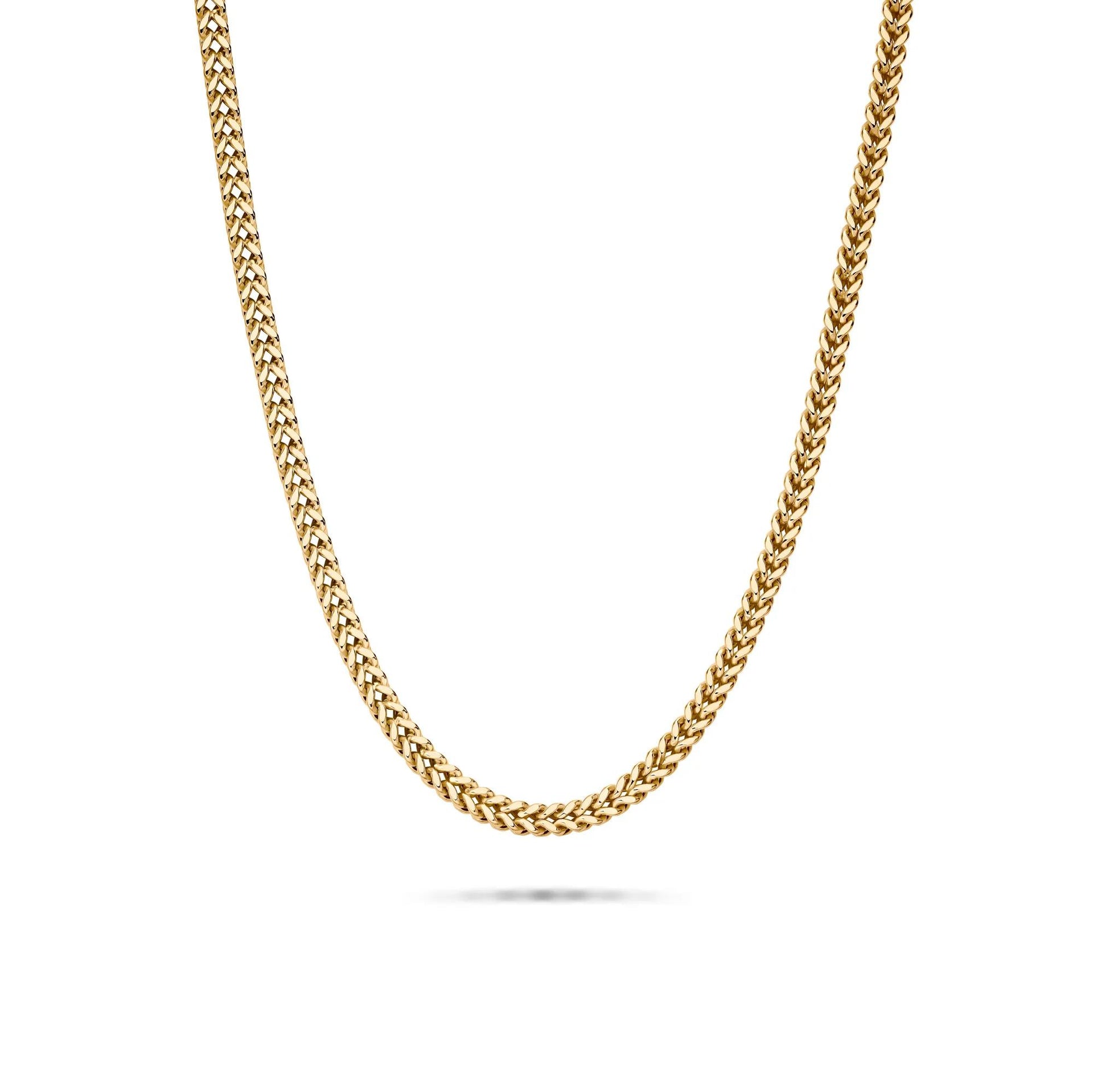 Square Franco Link Chain 14K Yellow Gold Necklace Size 24"