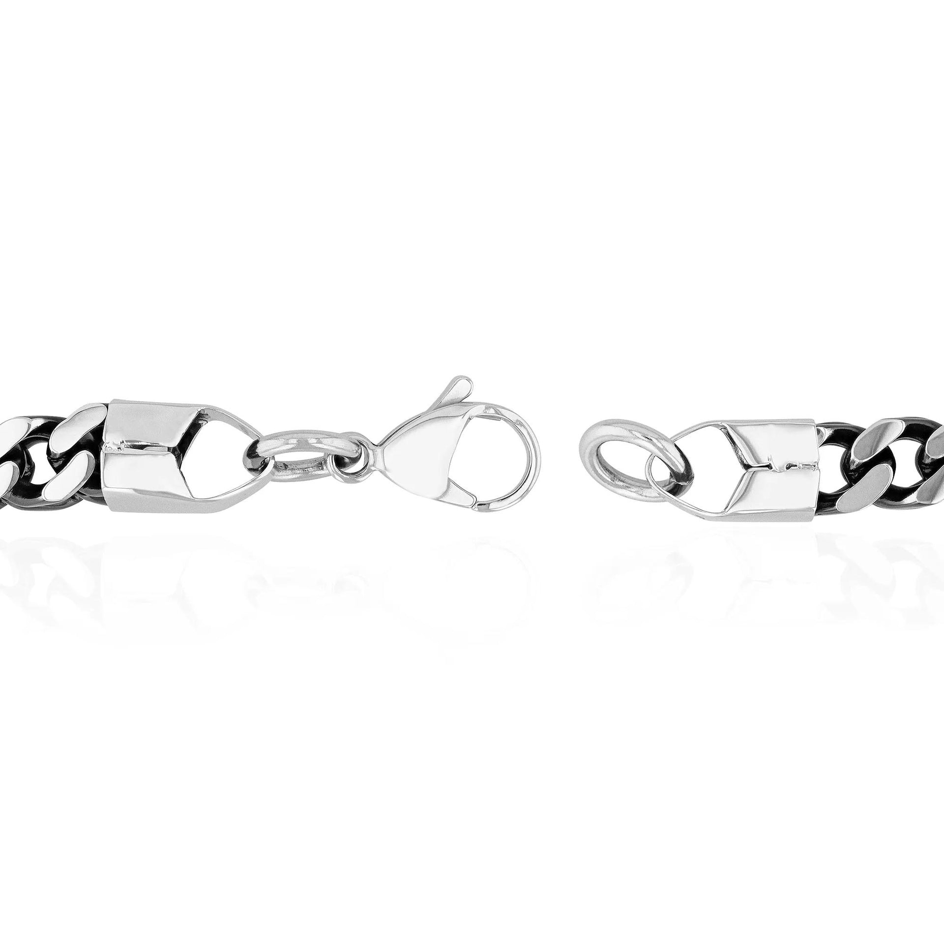 Square Franco Link Chain Stainless Steel Necklace Black Size 24"