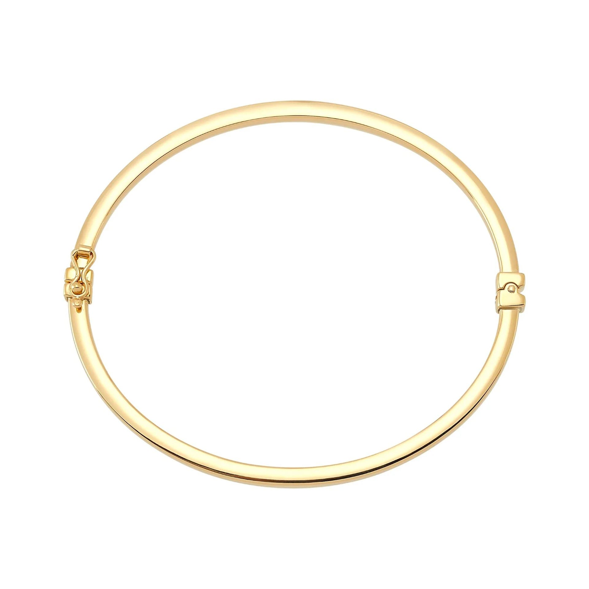 Square Tube Hinged Bangle Bracelet 14K Yellow Gold Size 3.00mm