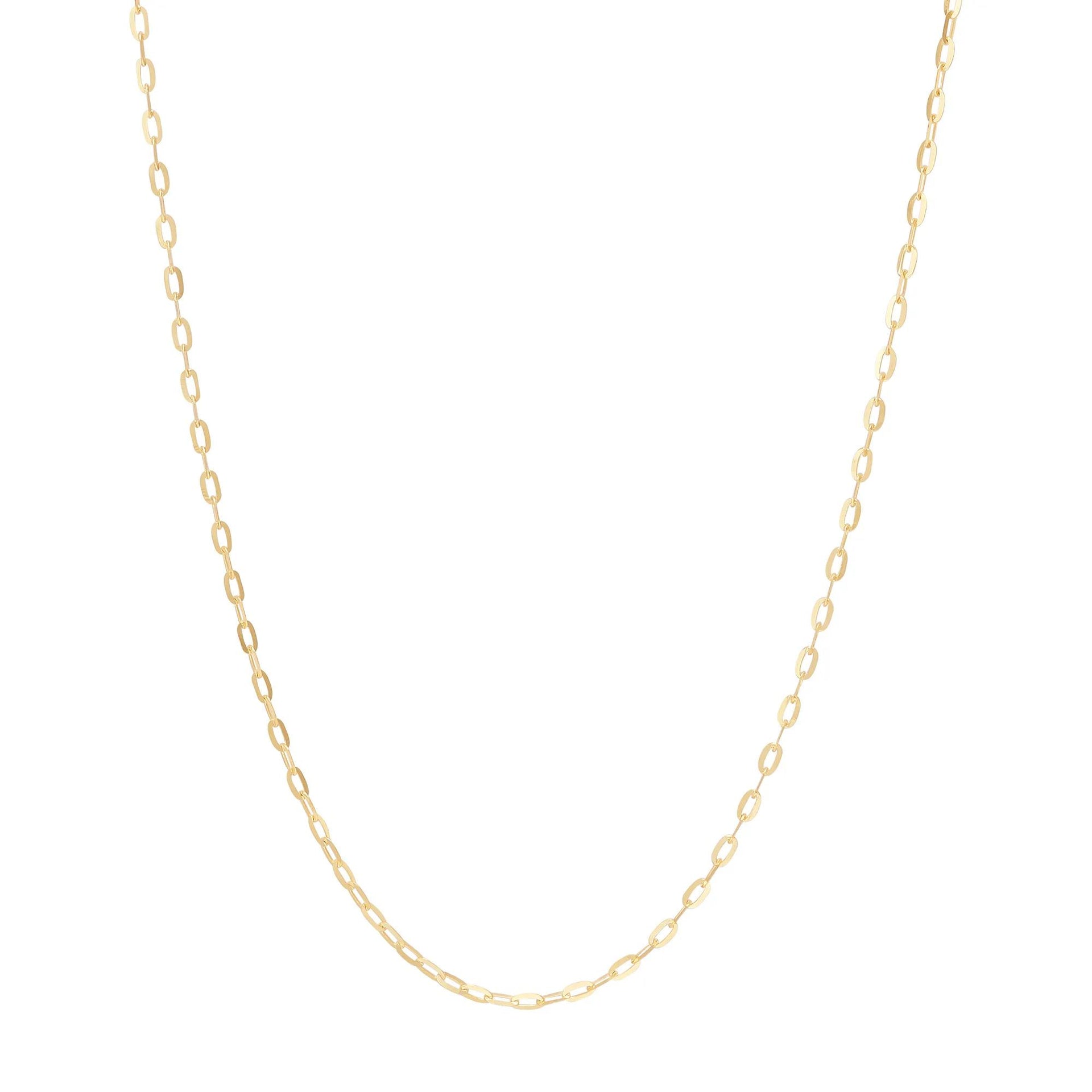 Squared Rolo Chain 14K Yellow Gold Necklace Size 18"