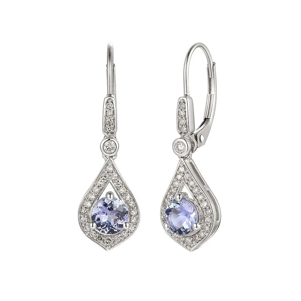 1/5 CT. Tw. Tanzanite & Diamond Drop Earrings 10K White Gold
