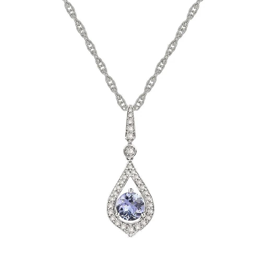1/7 CT. Tw. Tanzanite & Diamond Pendant Necklace 10K White Gold Size 18"