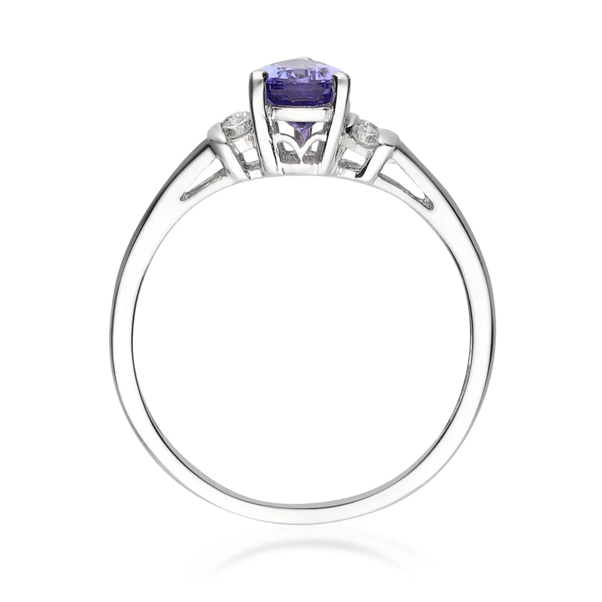 1/10 CT. Tw. Tanzanite and Diamond Ring 10K White Gold Size 6 2mm