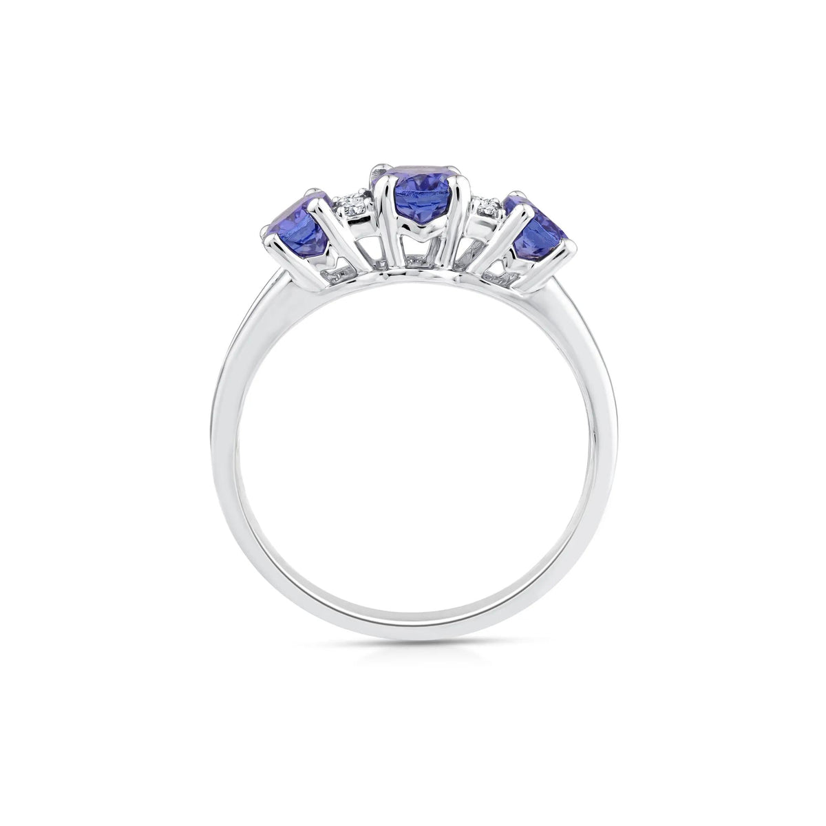1/10 CT. Tw. Tanzanite and Diamond Ring 10K White Gold Round Brilliant Cut Size 7.5 7mm