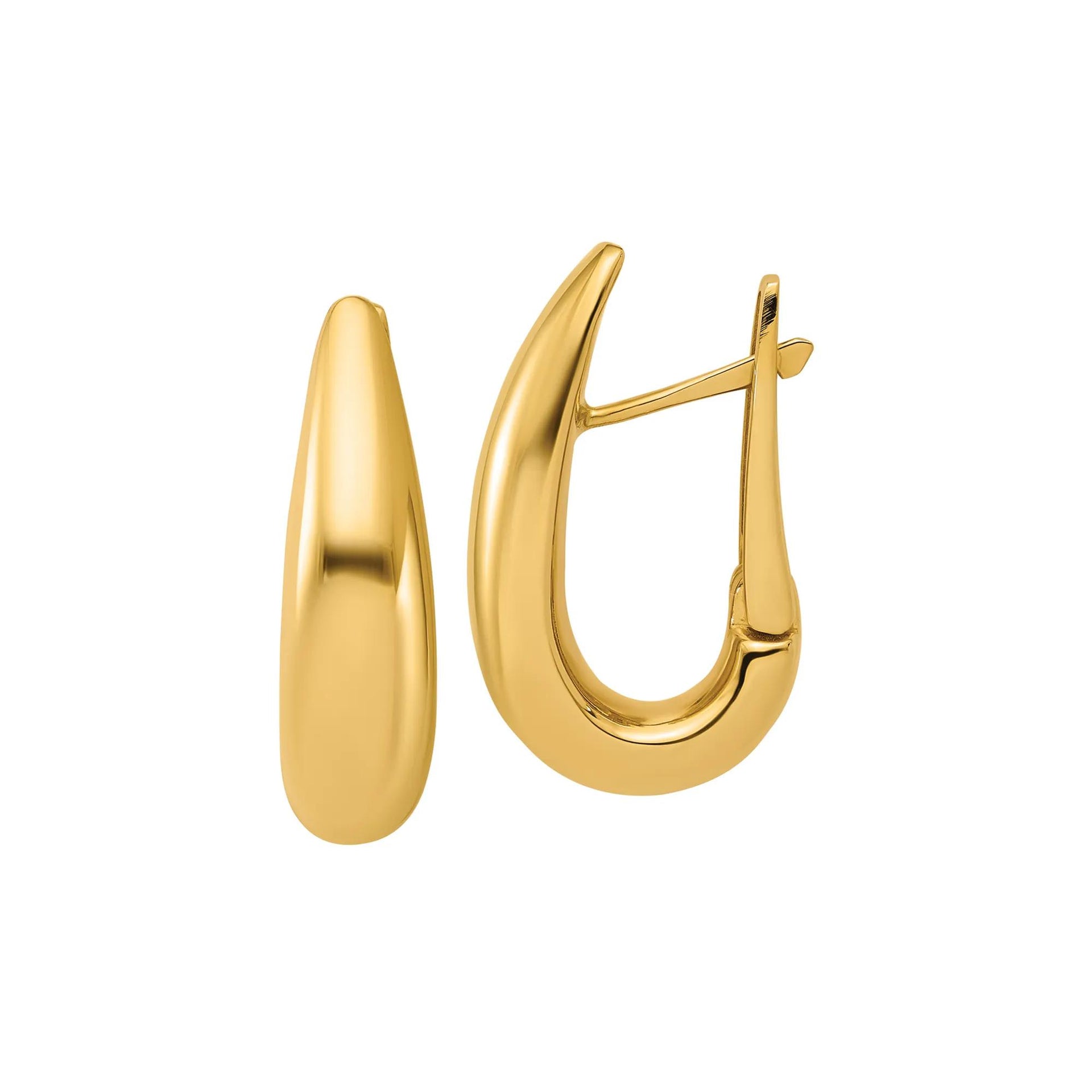 Tapered Teardrop Earrings 14K Yellow Gold Size 14.00mm