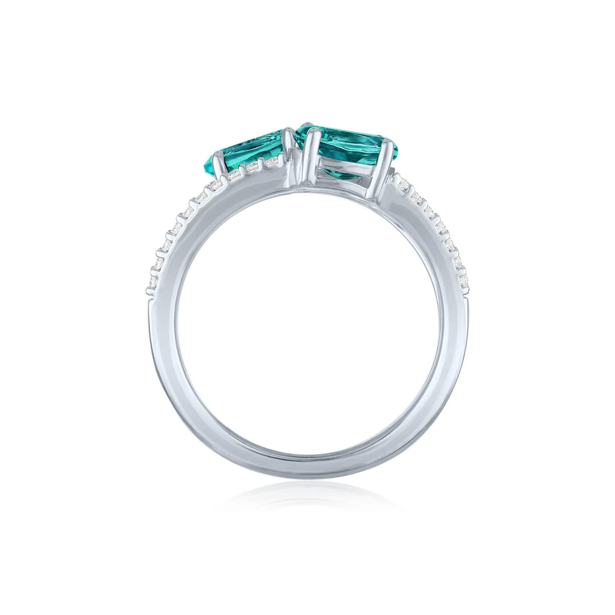 1/4 CT. Tw. Teal Apatite and Diamond Multi-Row Ring .925 Sterling Silver White Size 9 1mm