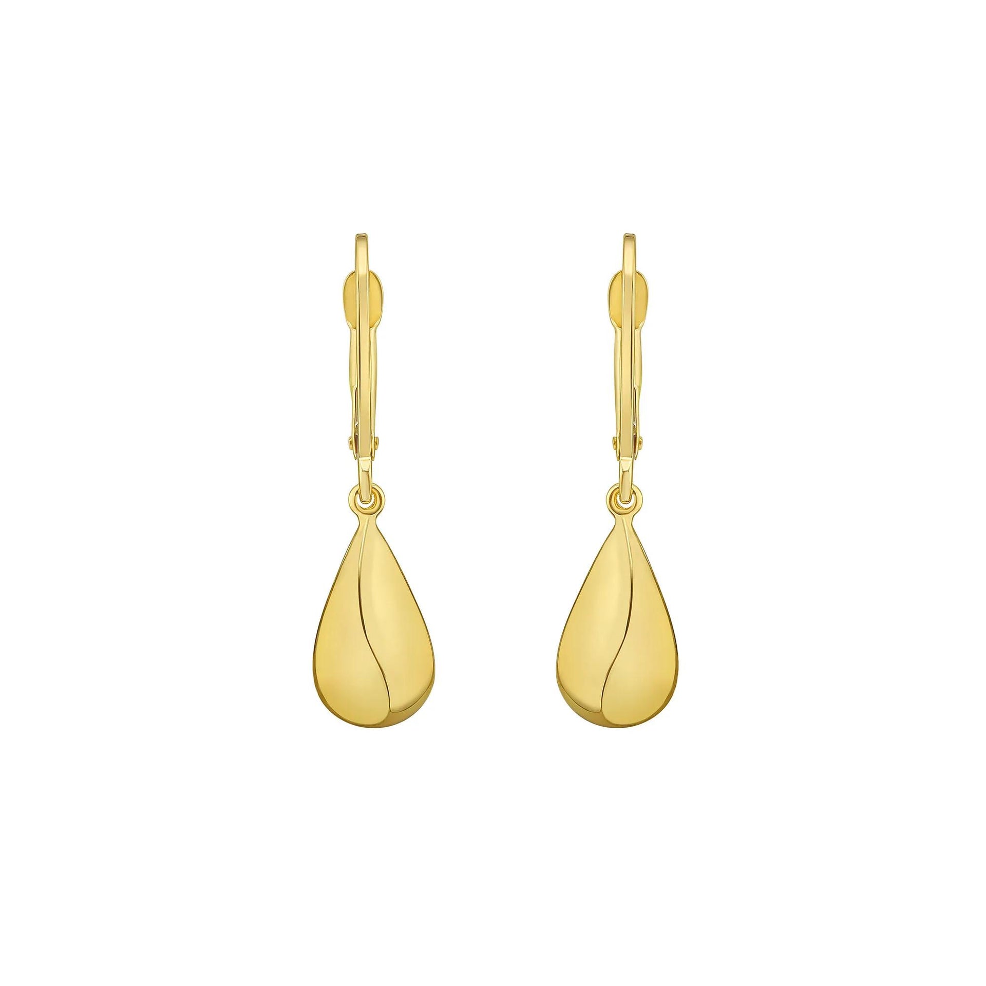 Teardrop Earrings 14K Yellow Gold Size 7.10mm