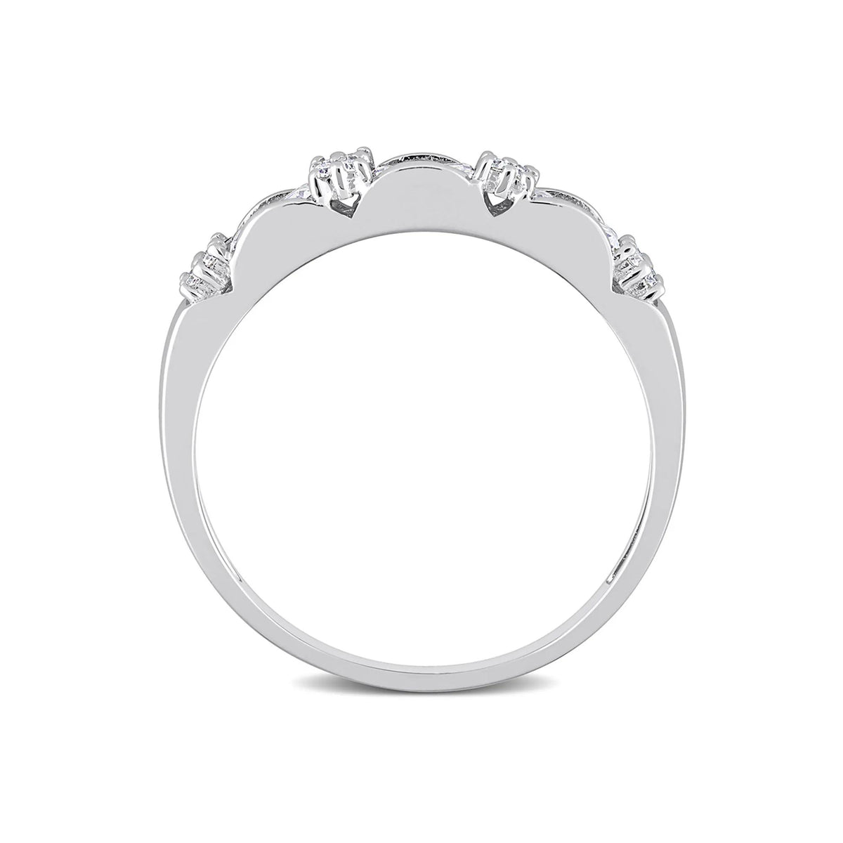 Three-Stone Moissanite Stacking Ring .925 Sterling Silver (2/5 CT. Dew) Round Brilliant Cut White Size 7