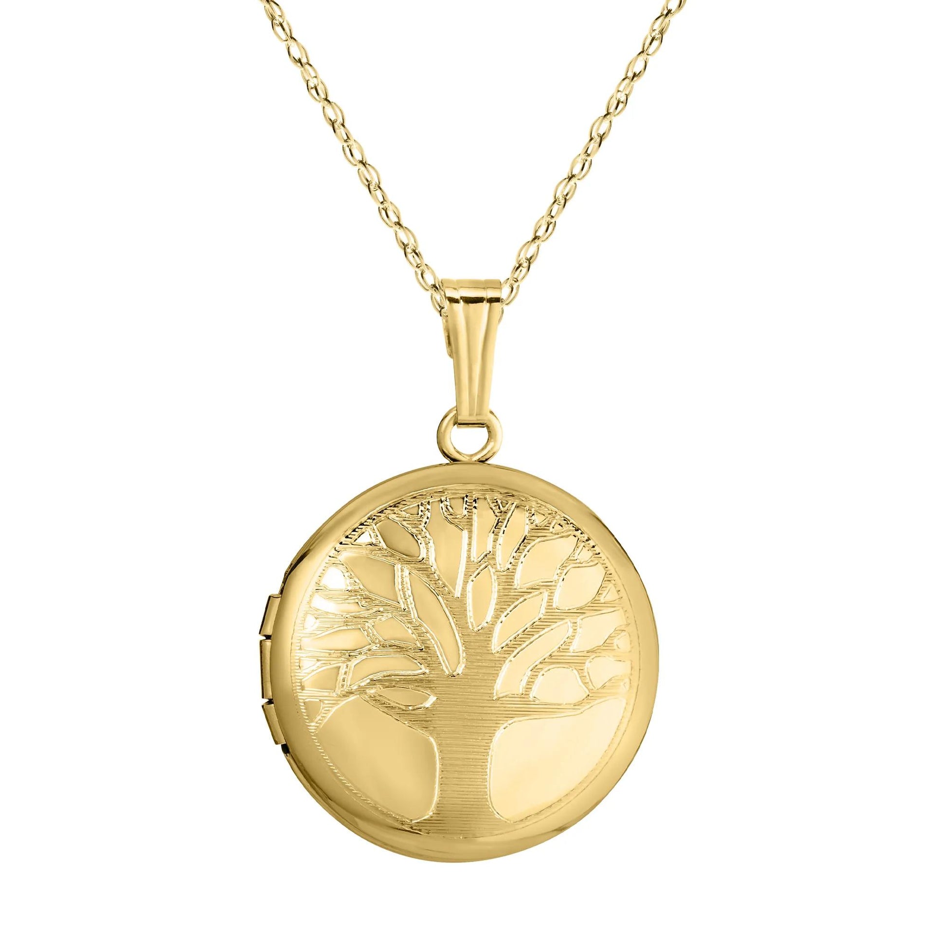 Tree of Life Locket Necklace 14K Yellow Gold Size 18"
