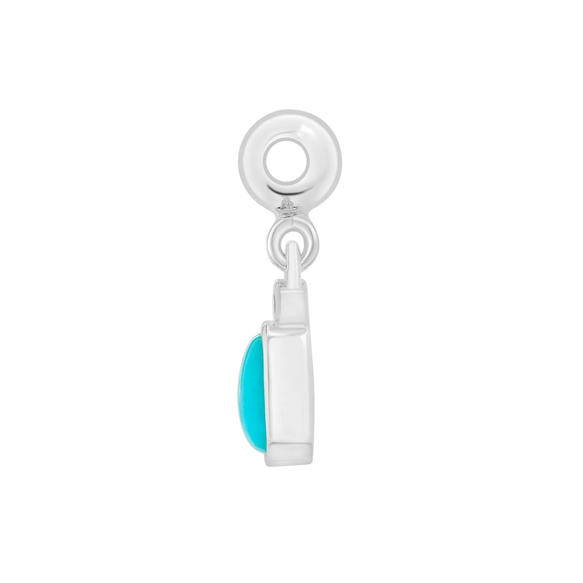 Turquoise Bezel Bead Charm .925 Sterling Silver White Size 13.50mm