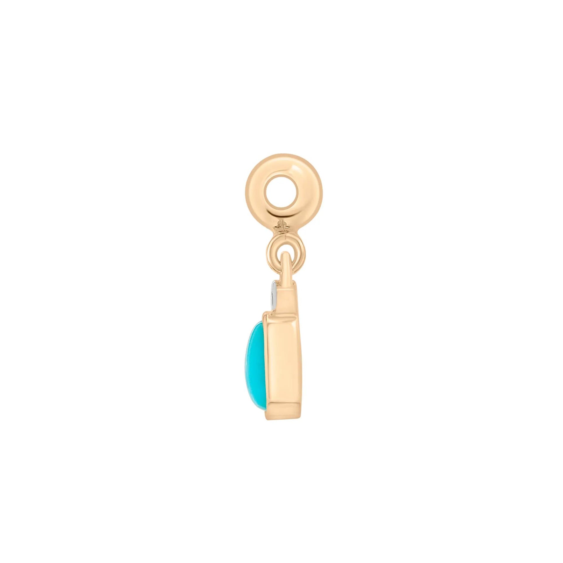 Turquoise Bezel Bead Charm Vermeil Yellow Size 13.50mm