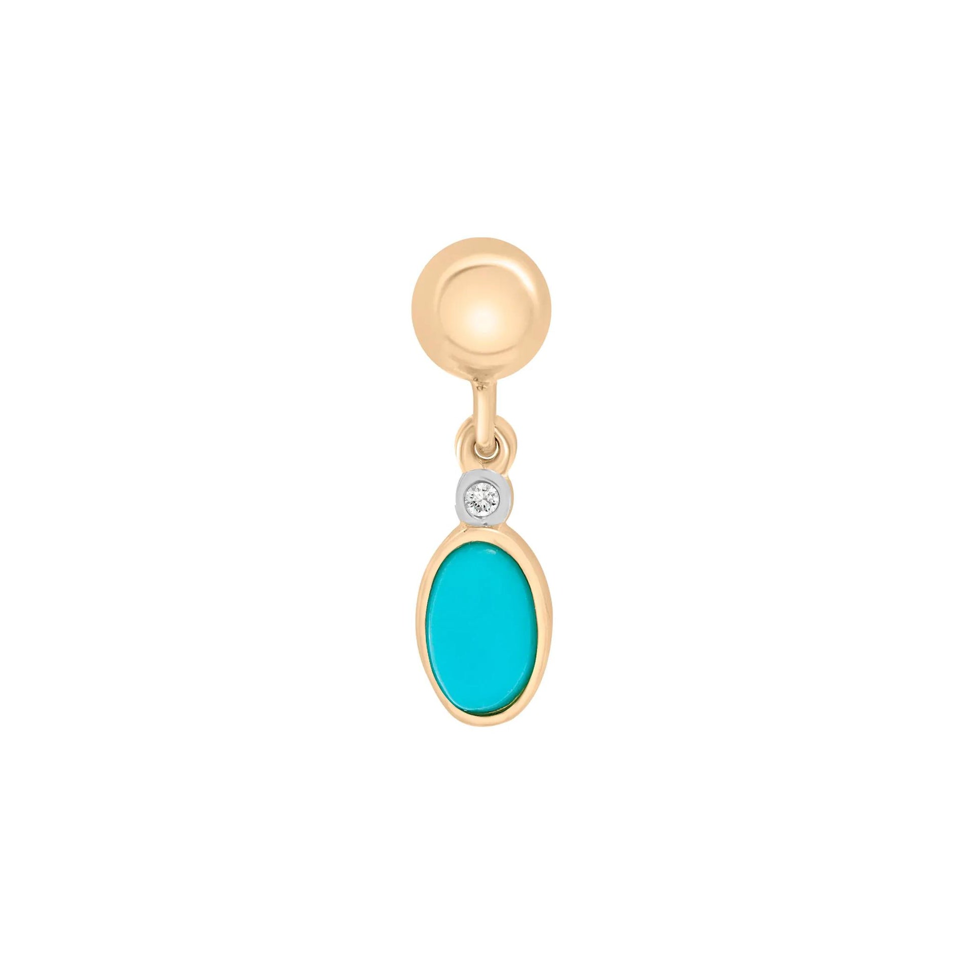 Turquoise Bezel Bead Charm Vermeil Yellow Size 13.50mm