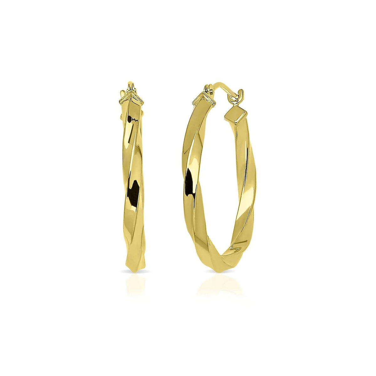 Twist Hoop Earrings 14K Yellow Gold Size 23.00mm