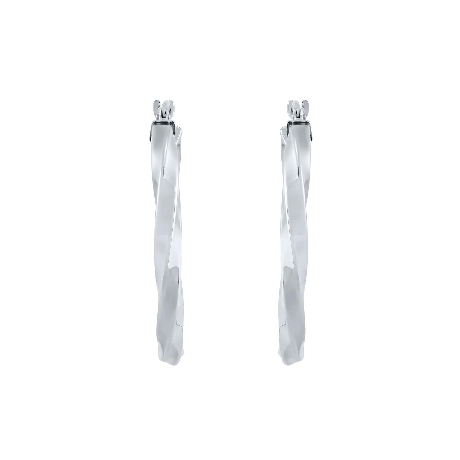 Twist Hoop Earrings 14K White Gold Size 23.00mm