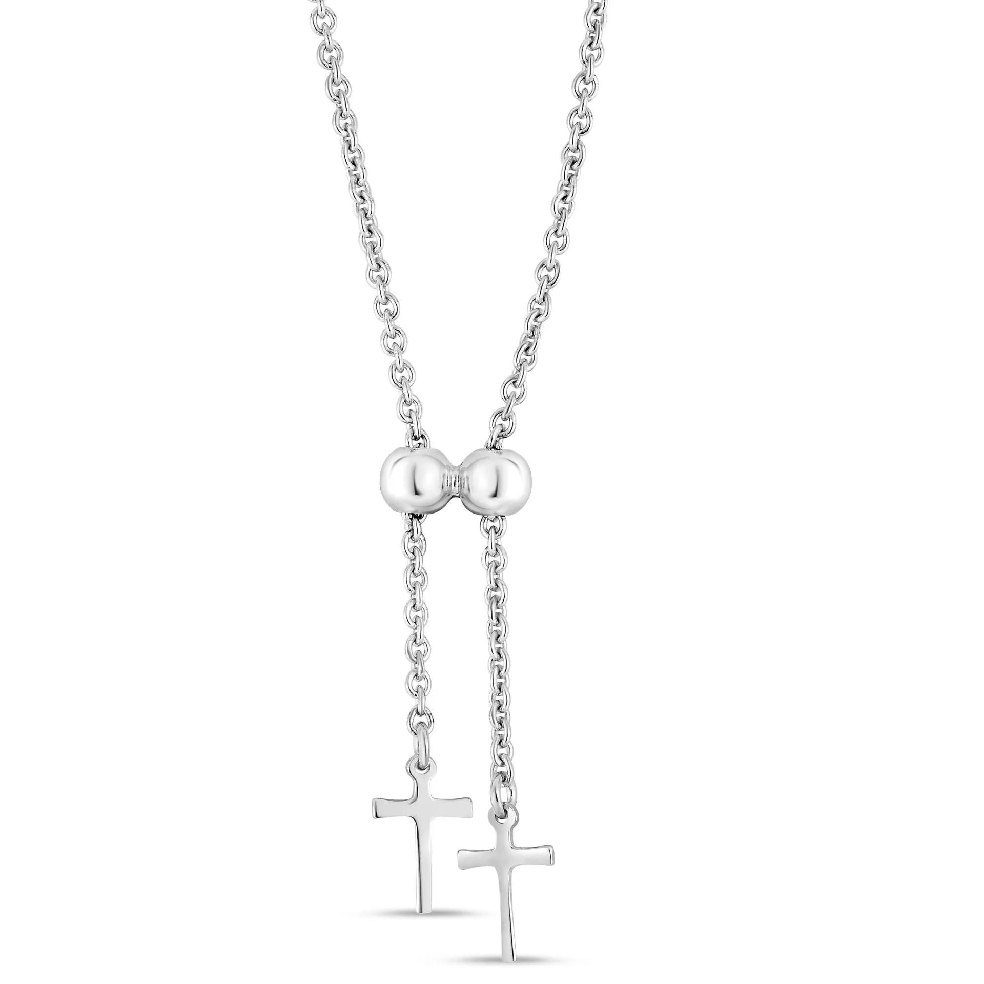 Virgin Mary Bead Chain Bolo Bracelet .925 Sterling Silver White Size 10.00mm