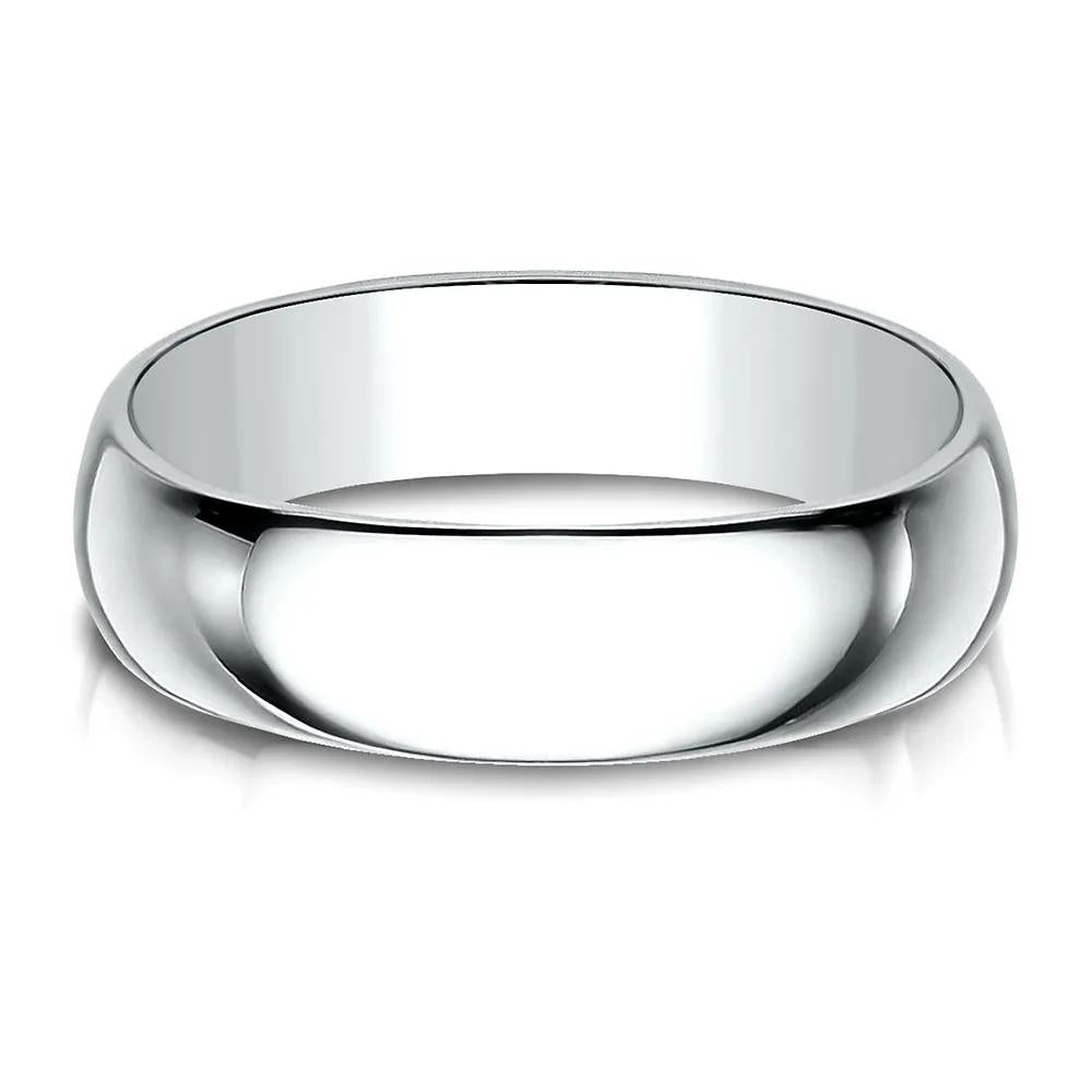 Wedding Band Ring 10K White Gold Size 10.5 6mm