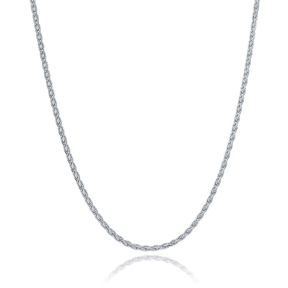 Wheat Chain .925 Sterling .925 Sterling Silver Necklace White Size 24"