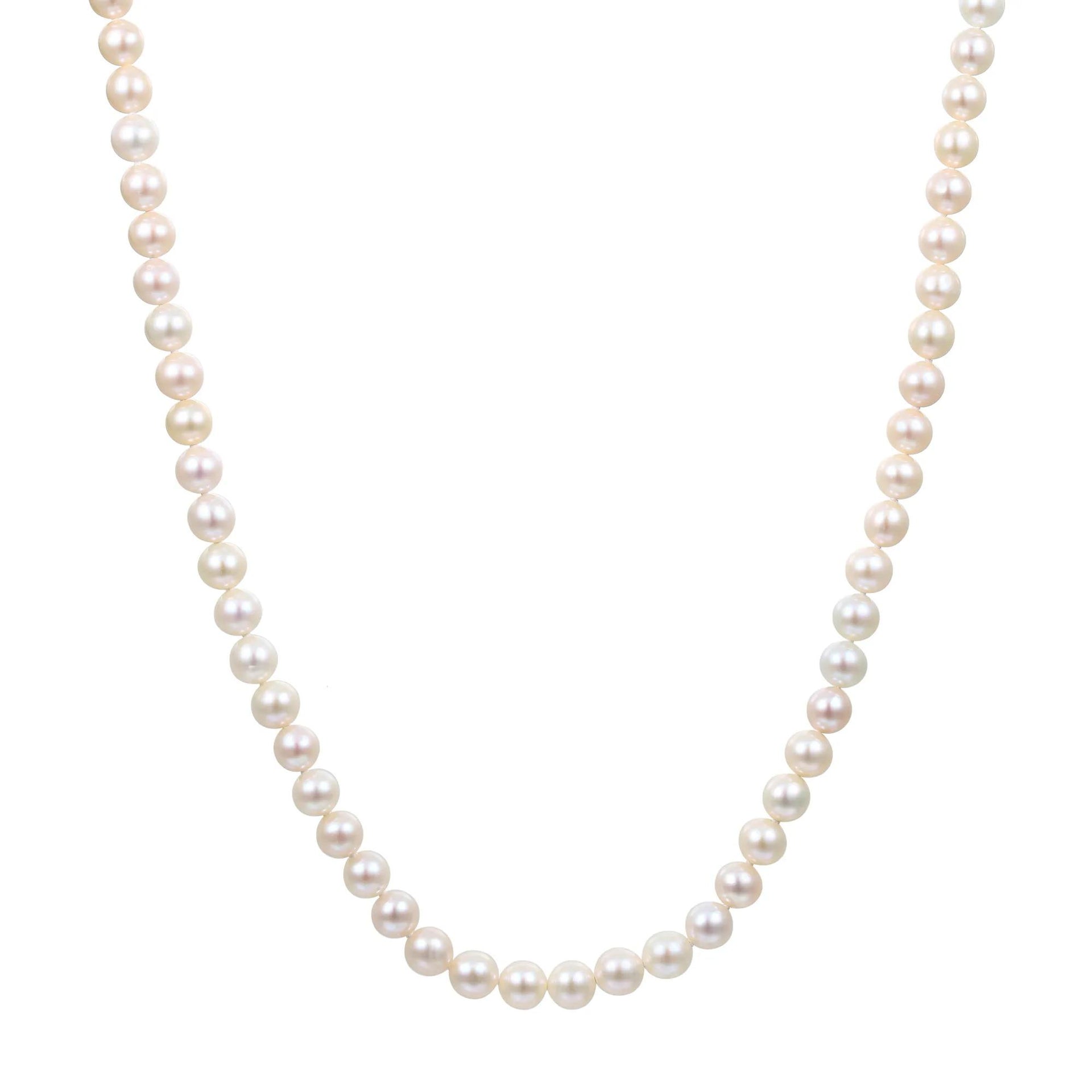 White Freshwater Cultured Pearl Strand Necklace .925 Sterling Silver Size 20"