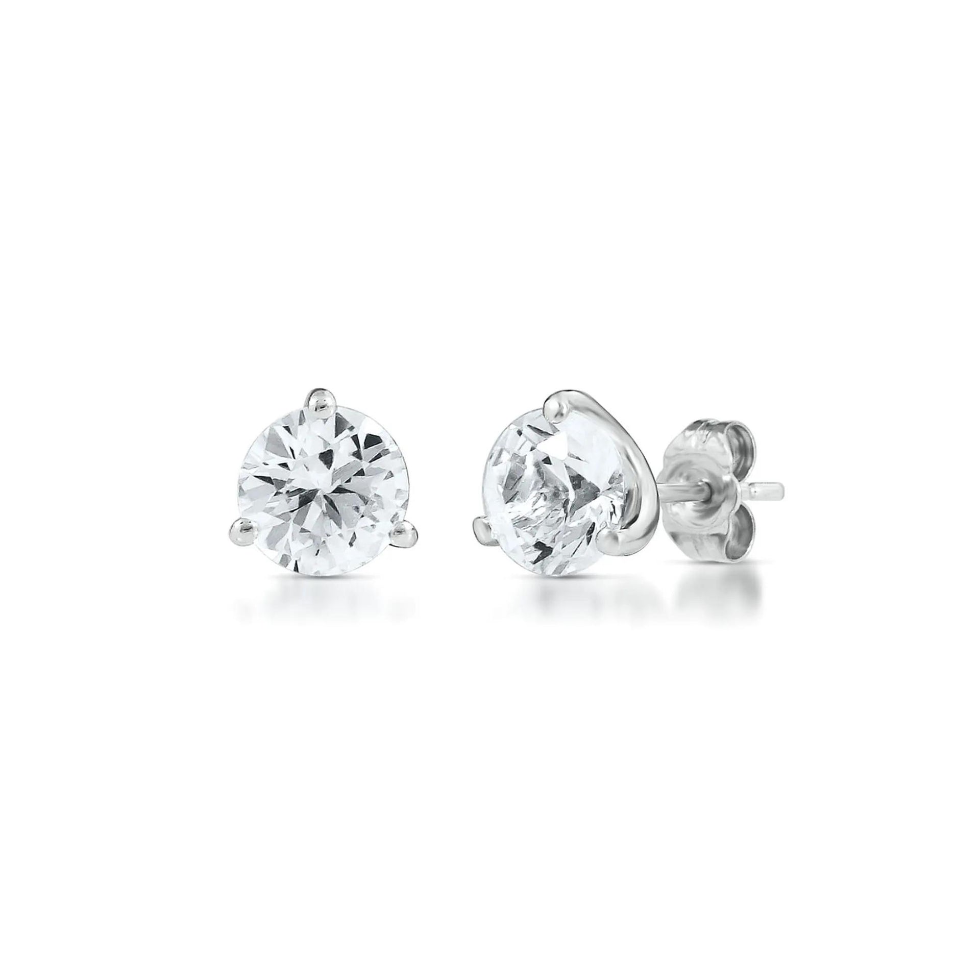 White Sapphire Stud Earrings .925 Sterling Silver Size 7.00mm