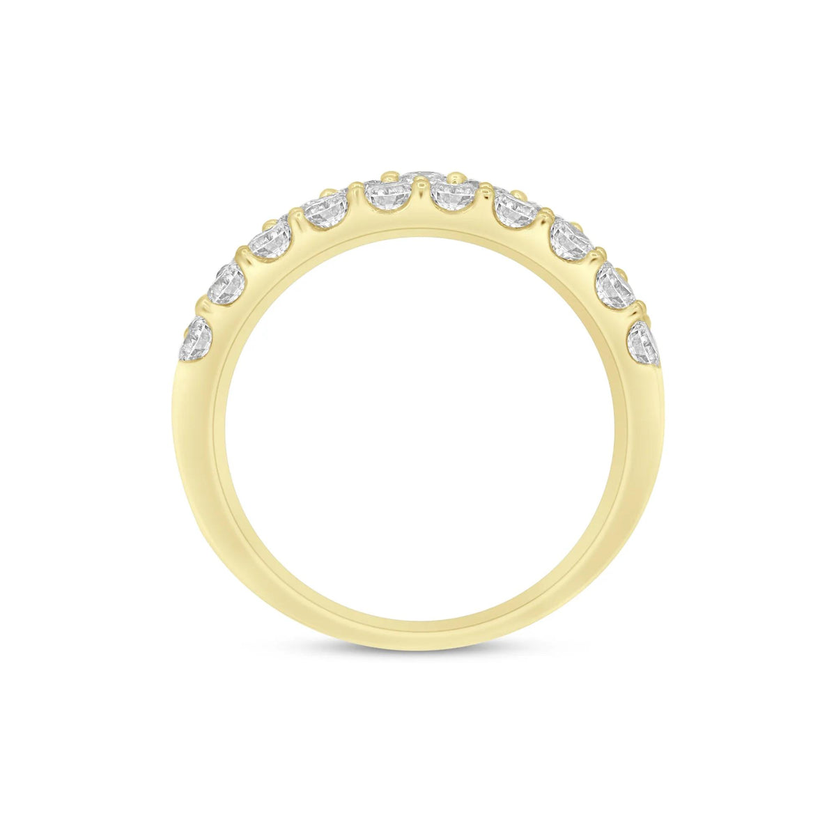 1/2 CT. Tw. Wide Diamond Anniversary Band Ring 14K Yellow Gold Round Brilliant Cut Size 6.5 2mm