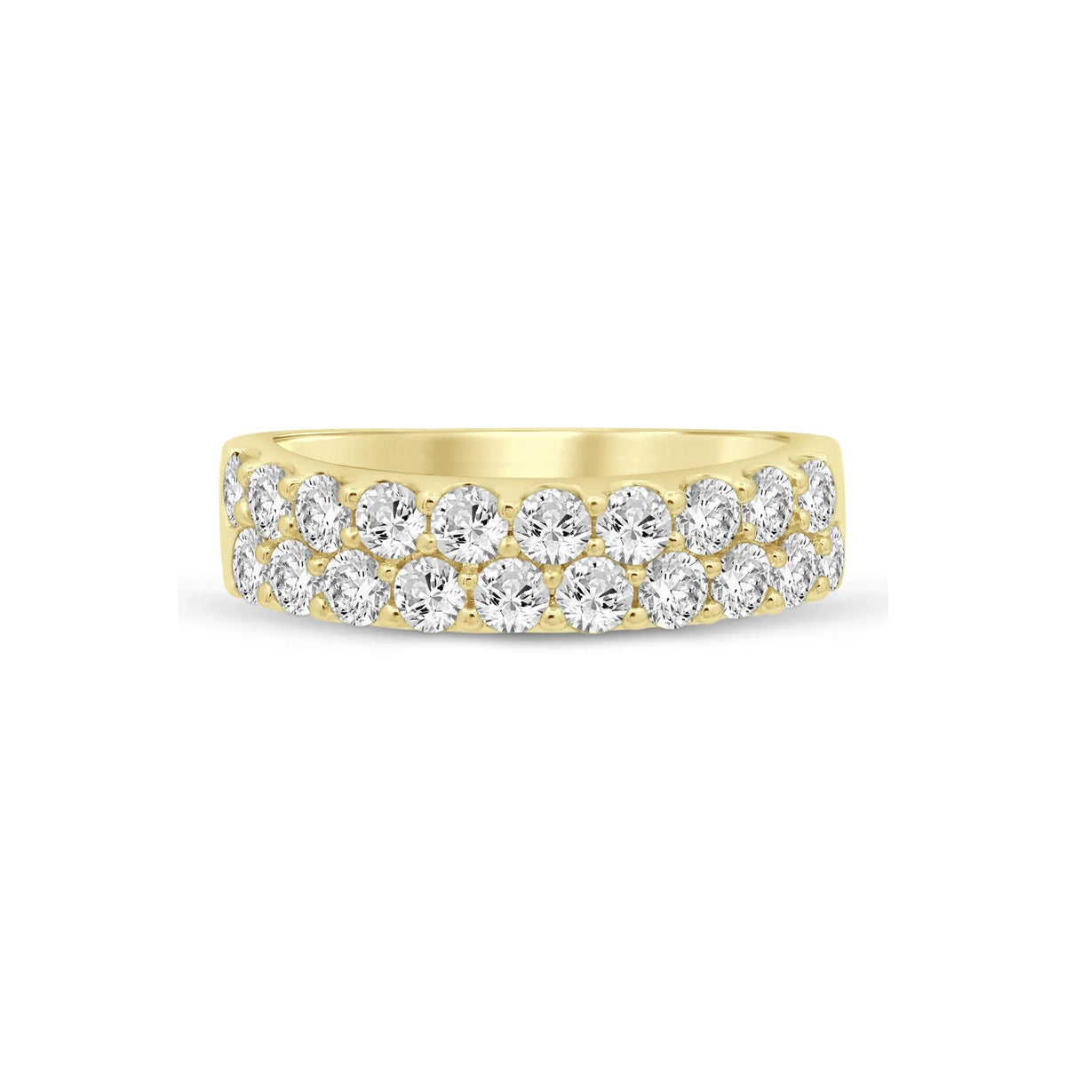 1/2 CT. Tw. Wide Diamond Anniversary Band Ring 14K Yellow Gold Round Brilliant Cut Size 6.5 2mm