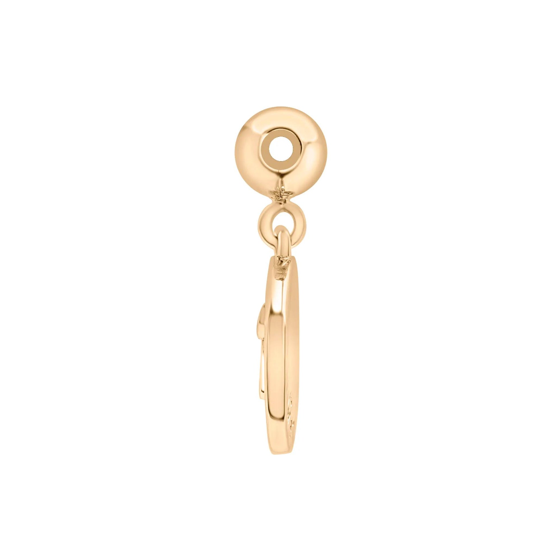 Gemini Zodiac Disc Bead Charm Vermeil Yellow Size 14.00mm