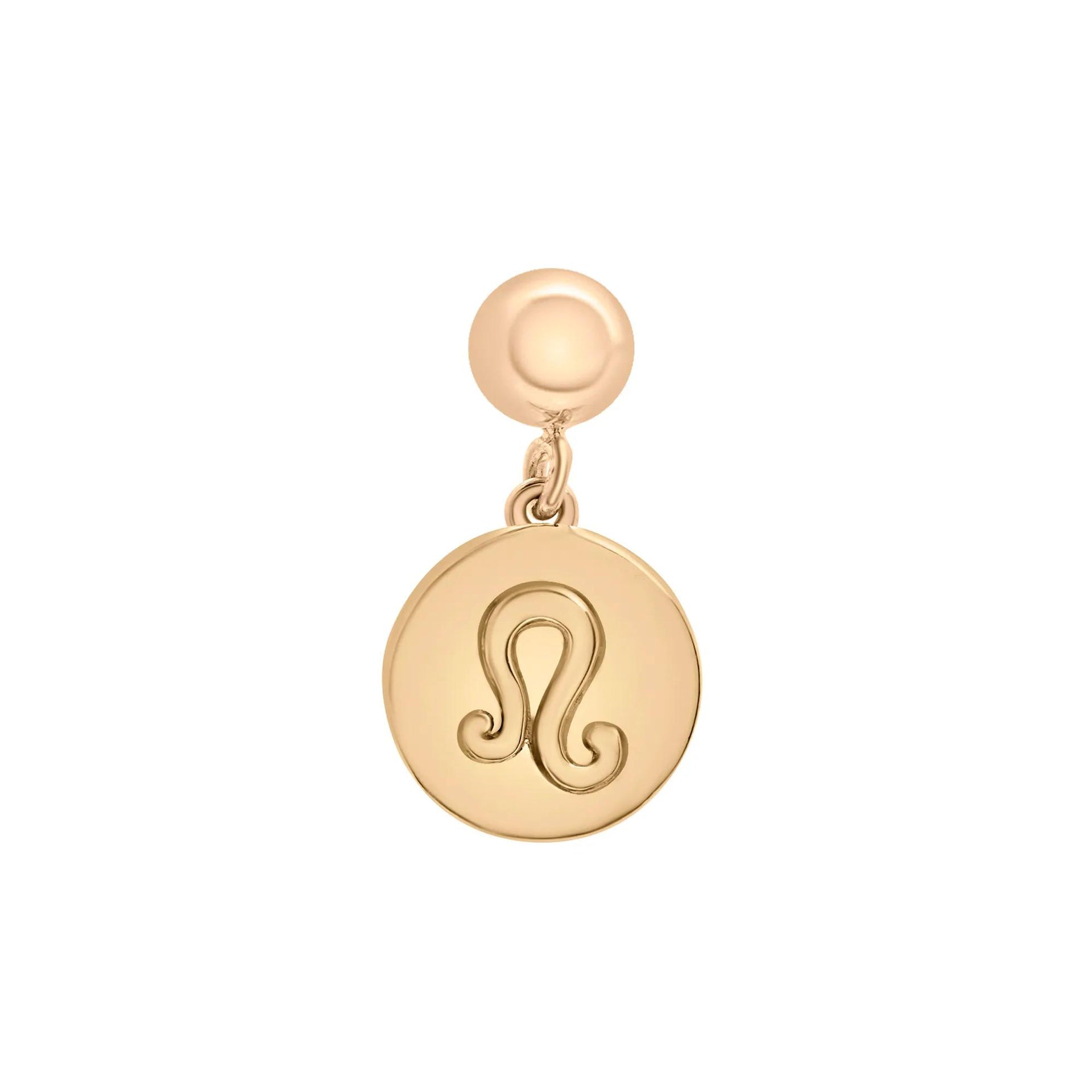Leo Zodiac Disc Bead Charm Vermeil Yellow Size 14.00mm