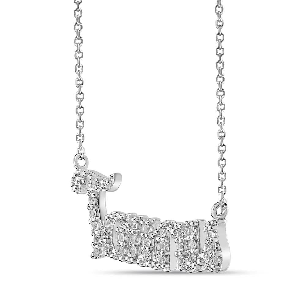 Taurus Lab Created White Sapphire Necklace .925 Sterling Silver Size 20"
