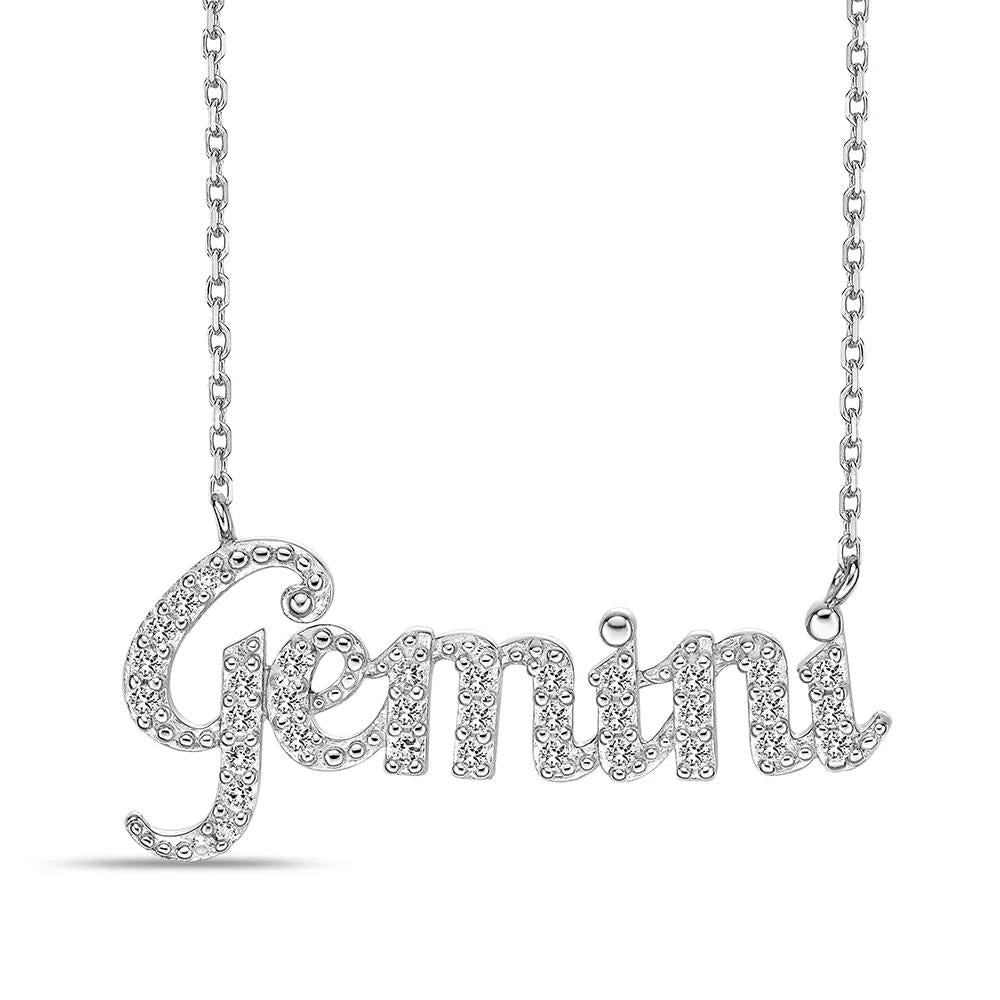 Gemini Lab Created White Sapphire Necklace .925 Sterling Silver Size 20"