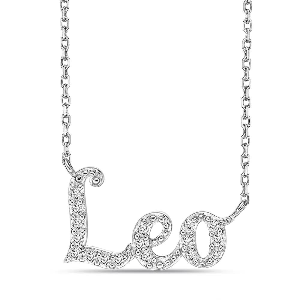 Leo Lab Created White Sapphire Necklace .925 Sterling Silver Size 20"