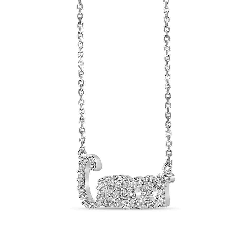 Cancer Lab Created White Sapphire Necklace .925 Sterling Silver Size 20"