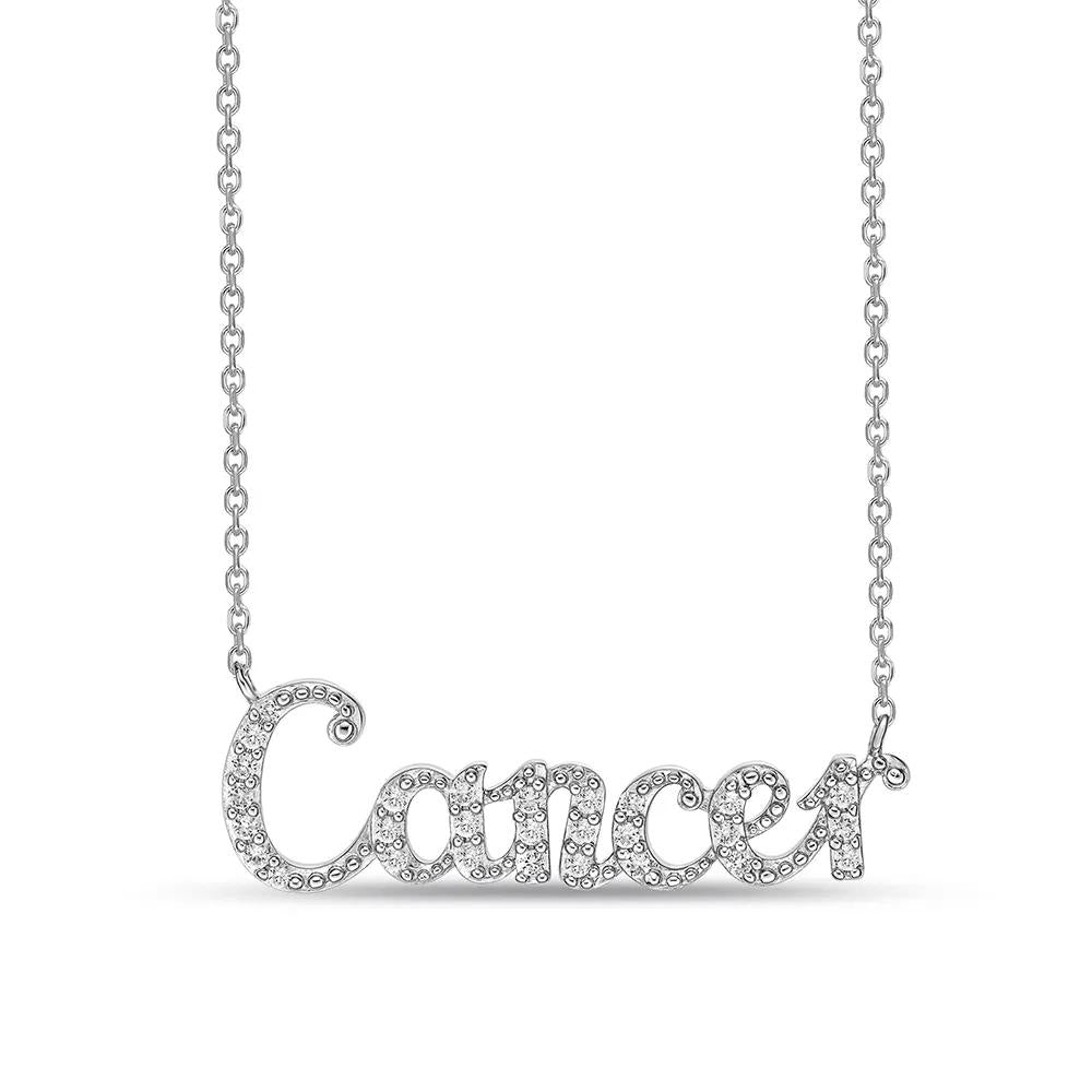 Cancer Lab Created White Sapphire Necklace .925 Sterling Silver Size 20"