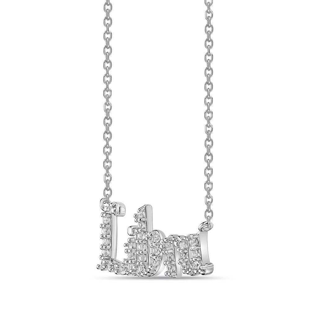 Libra Lab Created White Sapphire Necklace .925 Sterling Silver Size 20"