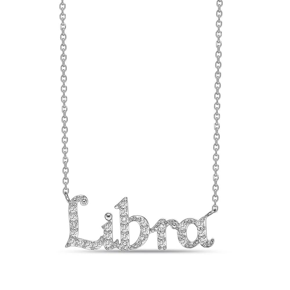 Libra Lab Created White Sapphire Necklace .925 Sterling Silver Size 20"