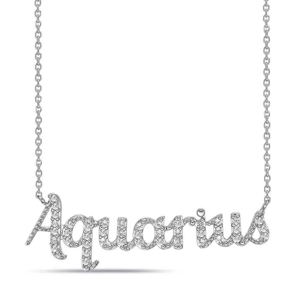 Aquarius Lab Created White Sapphire Necklace .925 Sterling Silver Size 20"