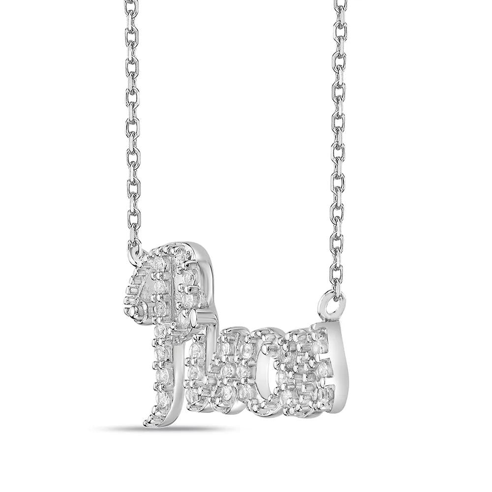 Pisces Lab Created White Sapphire Necklace .925 Sterling Silver Size 20"