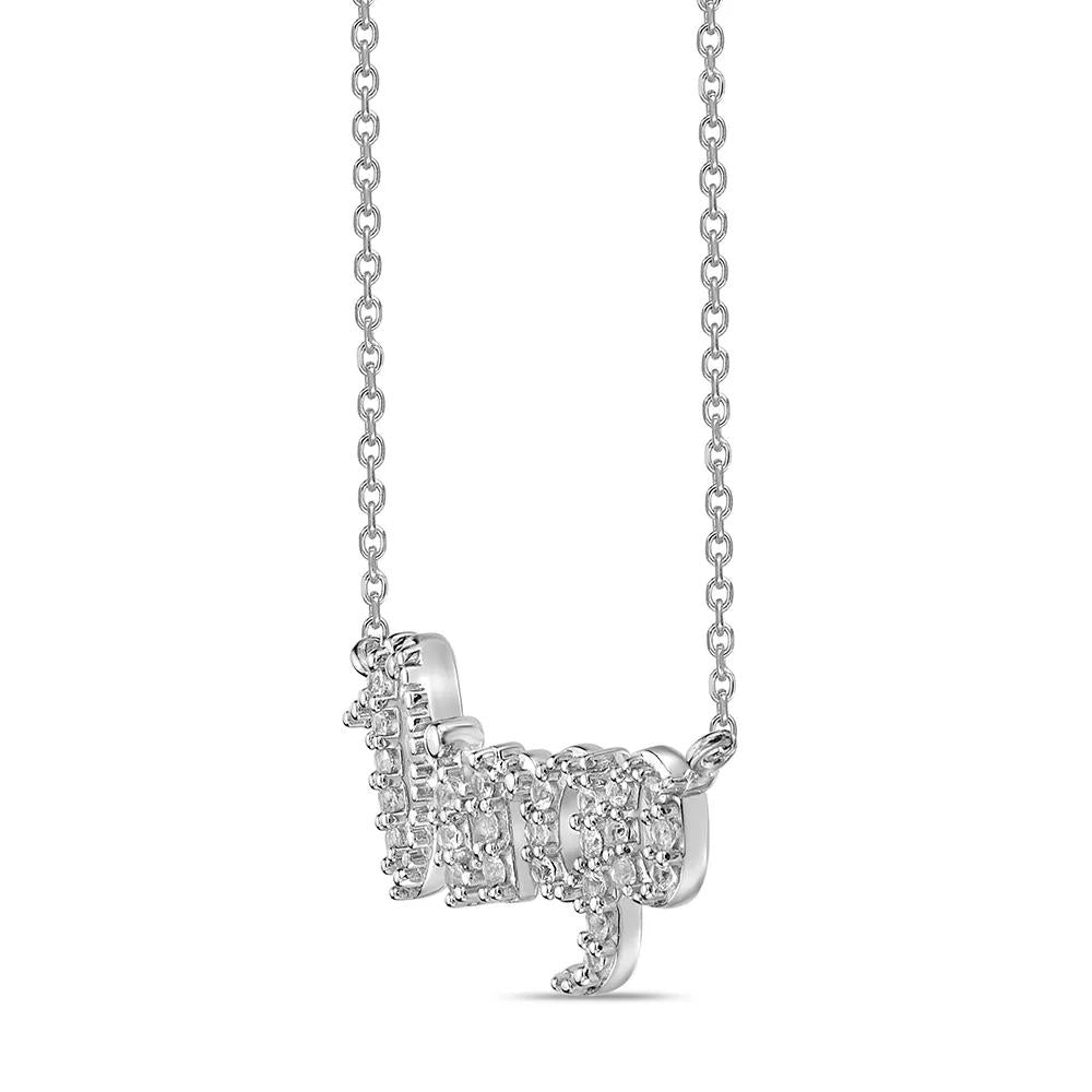 Virgo Lab Created White Sapphire Necklace .925 Sterling Silver Size 20"