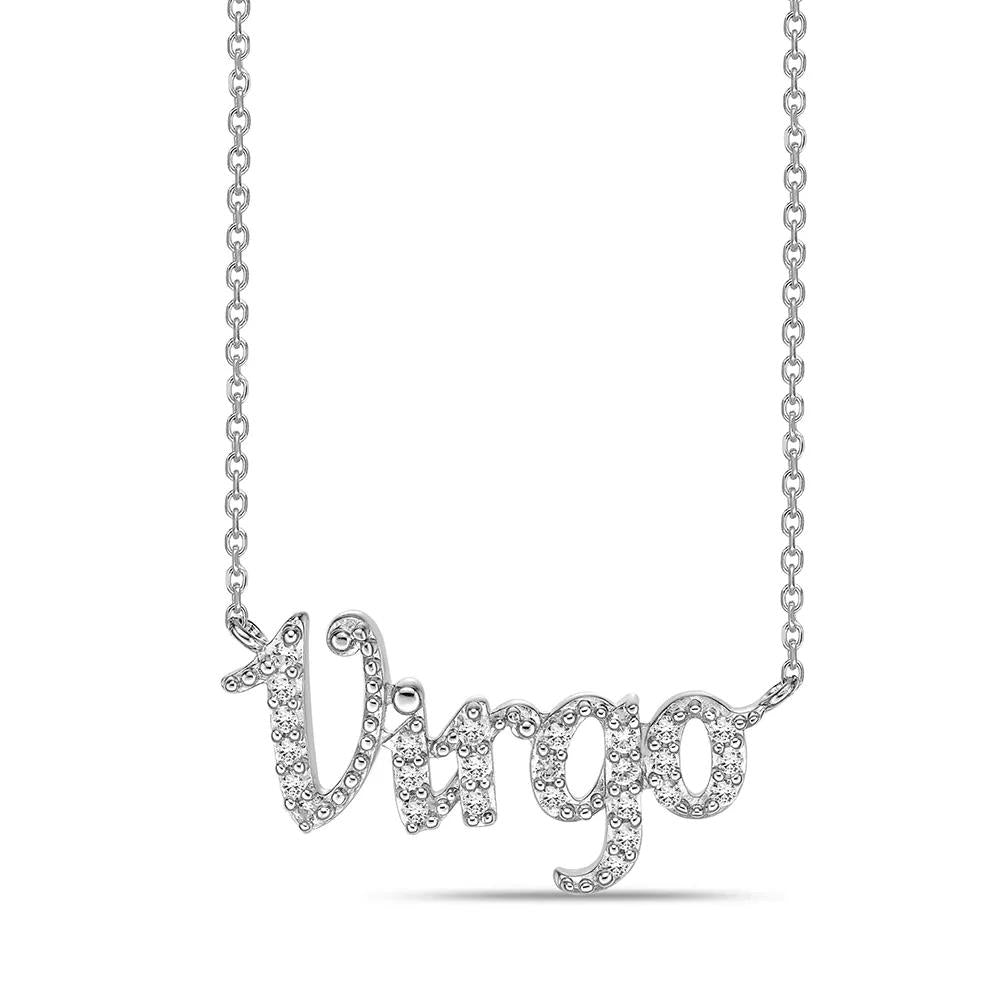Virgo Lab Created White Sapphire Necklace .925 Sterling Silver Size 20"