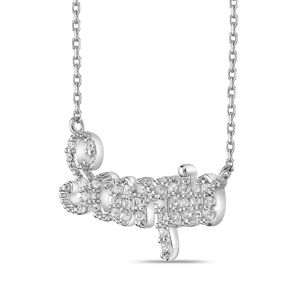 Scorpio Lab Created White Sapphire Necklace .925 Sterling Silver Size 20"