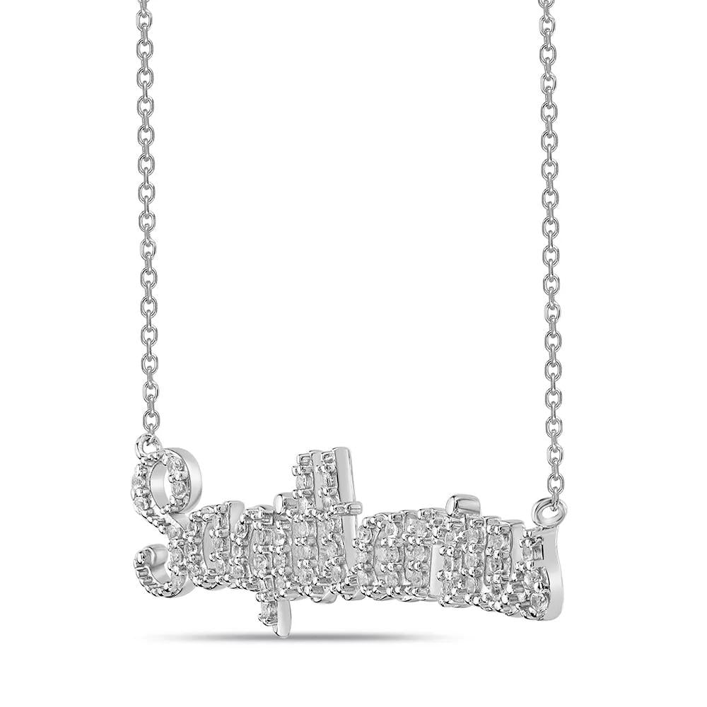 Sagittarius Lab Created White Sapphire Necklace .925 Sterling Silver Size 20"