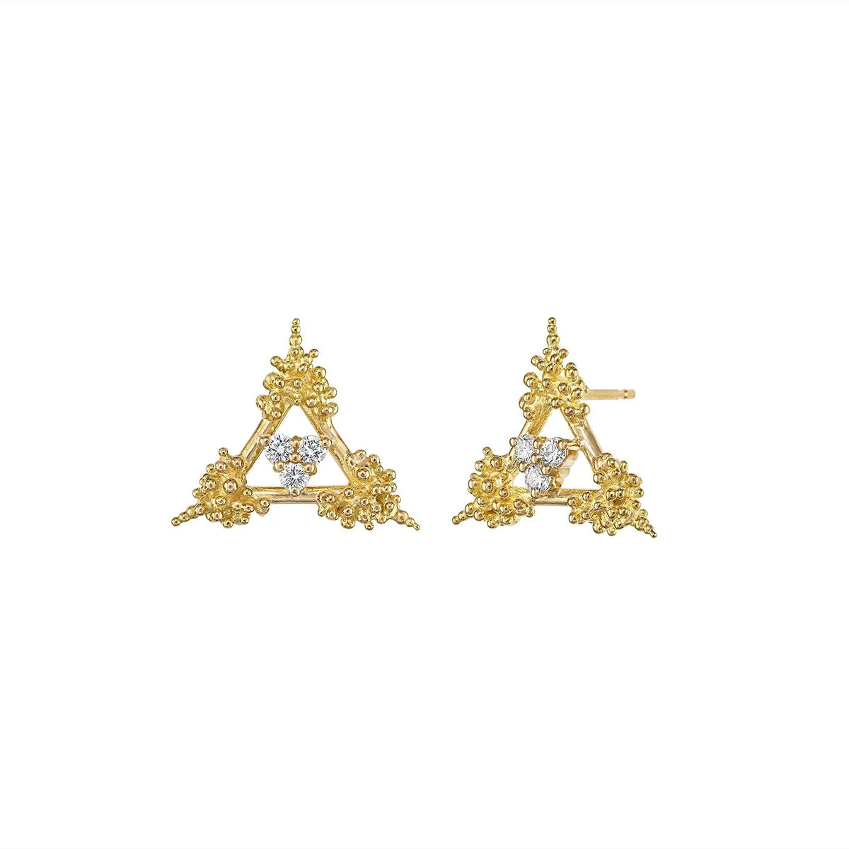 Garfield Sculptural 18K Gold Stud Earrings with White Diamonds