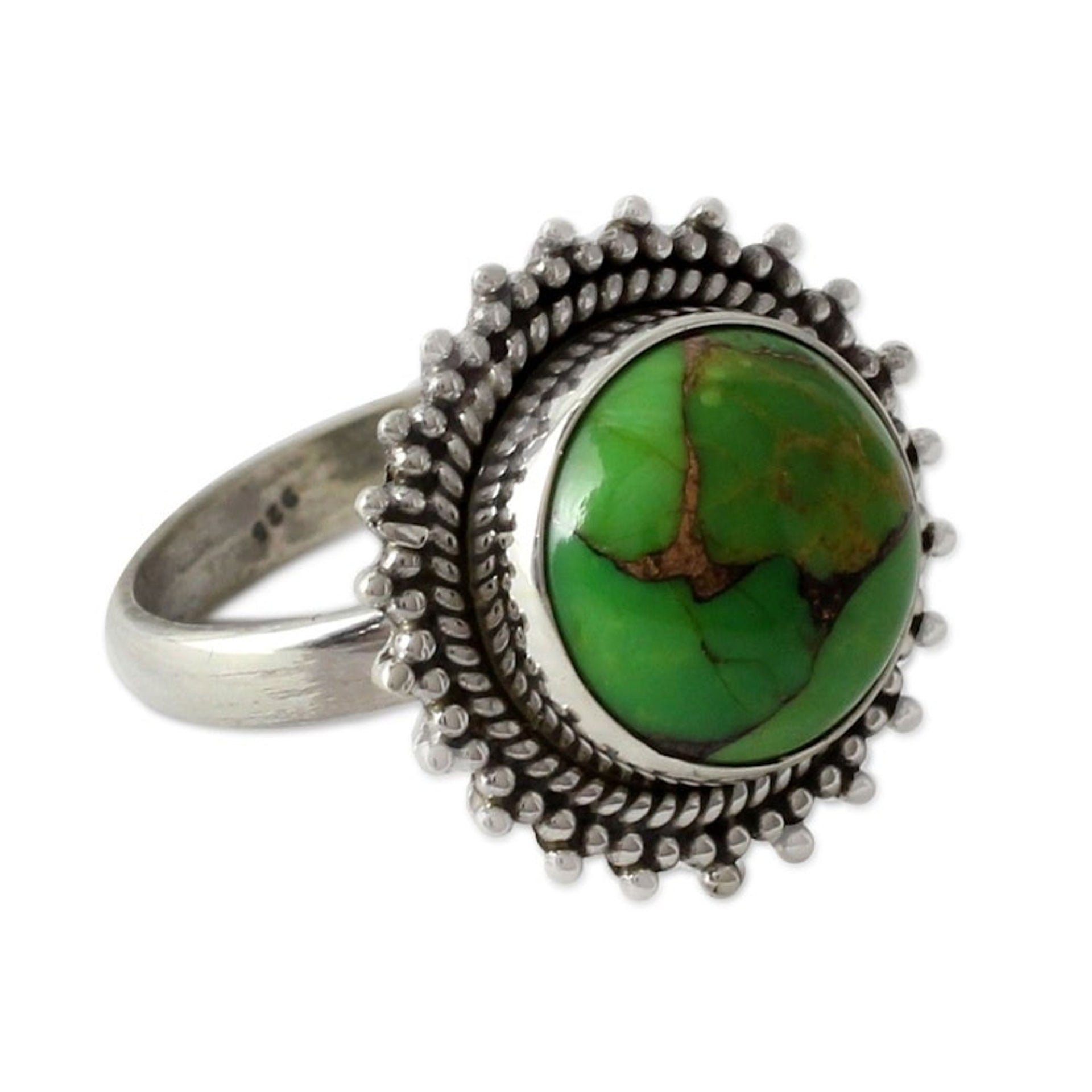 Sterling Silver and Green Composite Turquoise Cocktail Ring 'Verdant Promise'