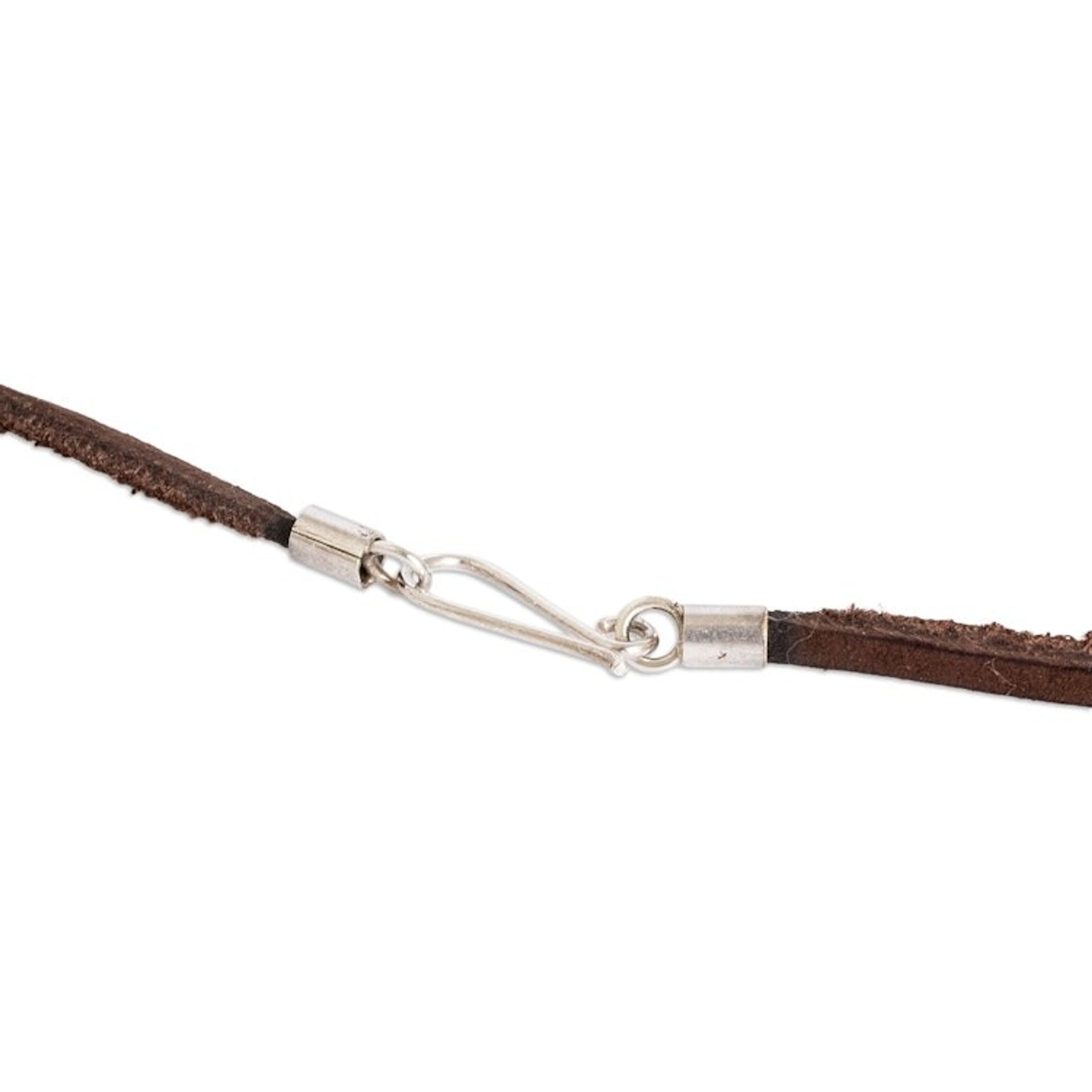 Coconut Shell and Lava Stone Kame Sign Pendant Necklace 'Inner Rebirth'