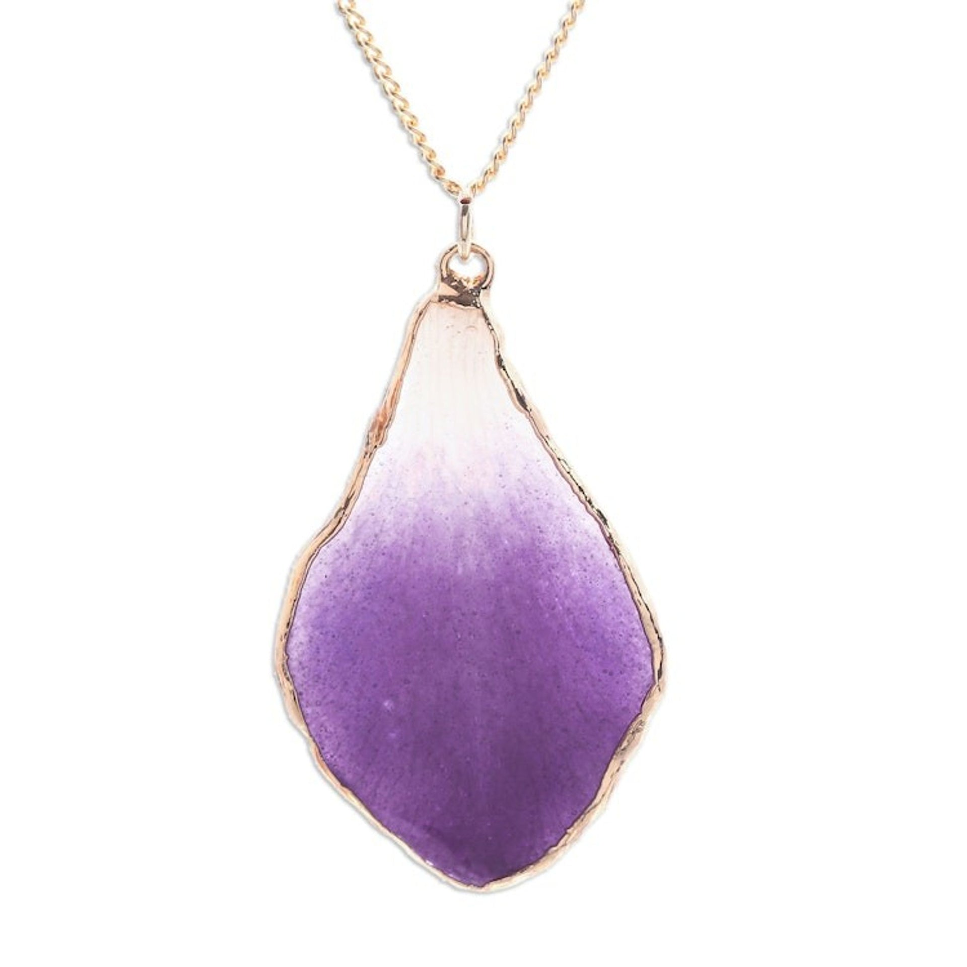 White and Purple Orchid 22k Gold-Accented Pendant Necklace 'Magical Petal'