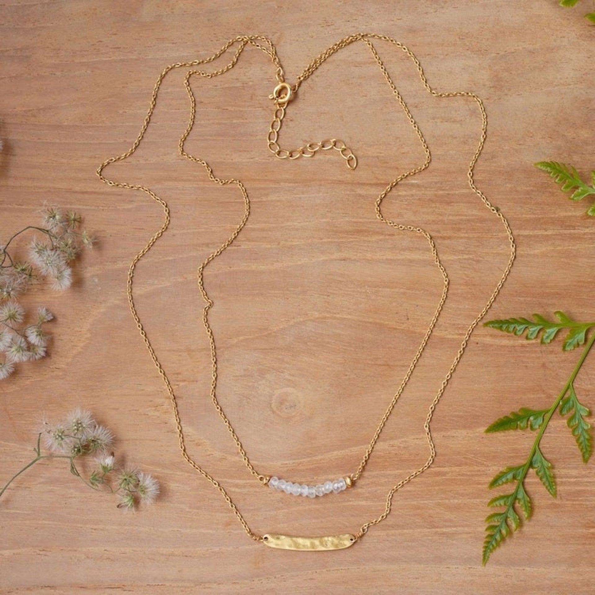 Double-Strand Necklace with Rainbow Moonstone 'Sparkle Gleam'